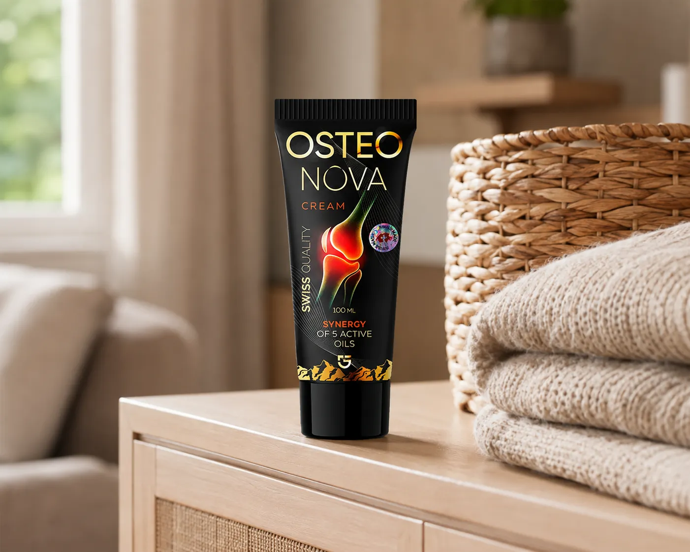 OsteoNova cream — el envase en el día a día